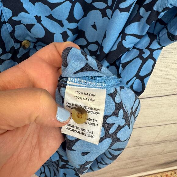 Laguna Men's Blue Floral Hawaiian Button Up Short Sleeve Shirt Size XL - Picture 5 of 7